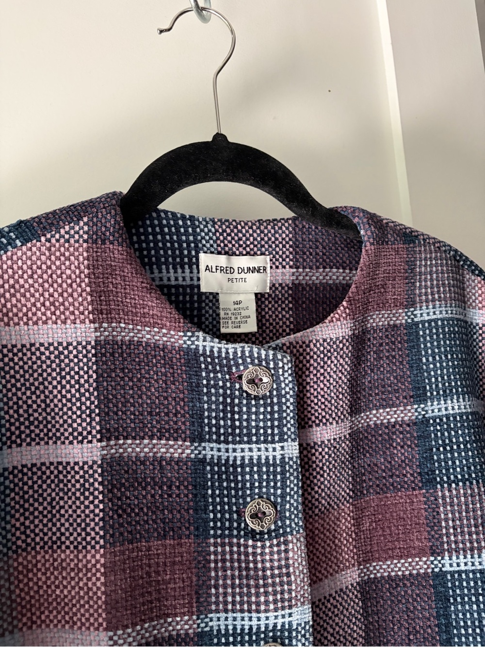 Alfred Dunner Plaid Button-Front Jacket - Blue & Pink